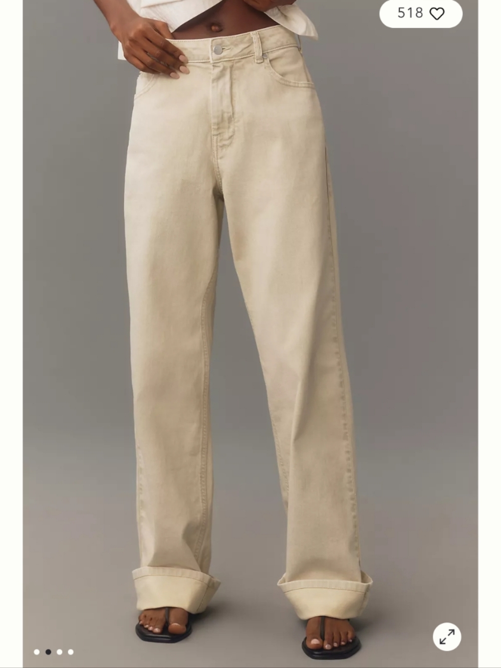 PILCRO ANTHROPOLOGIE cuffed oversized high-rise wide-leg jeans - size 28